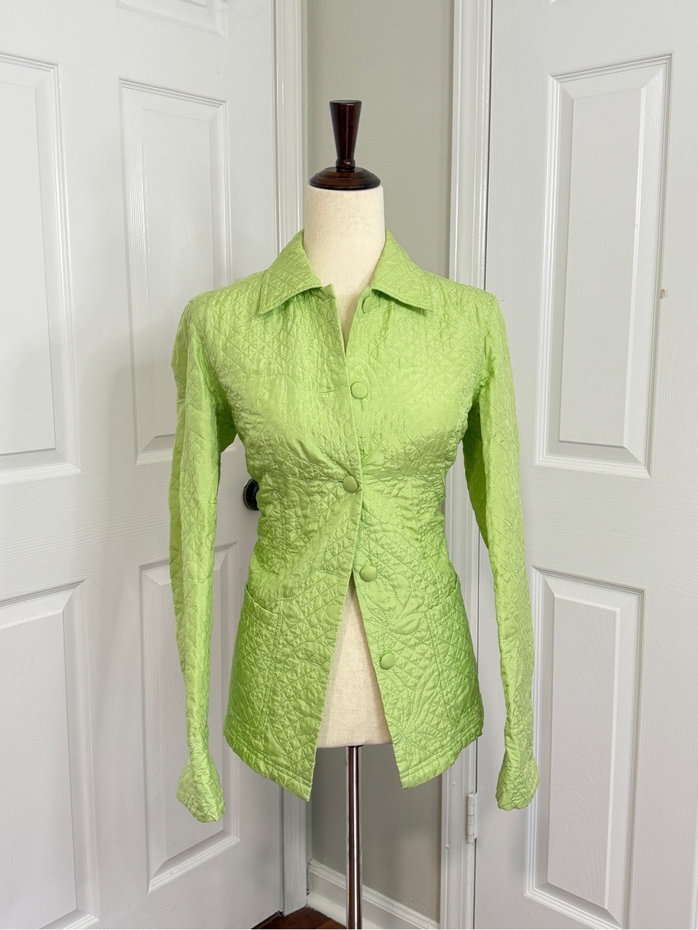 Coldwater Creek Lime Green Quilted Button-Front Jacket